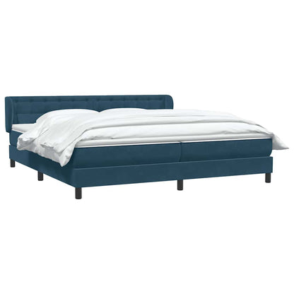 vidaXL Boxspringbett mit Matratzen Dunkelblau 180x220 cm Samt