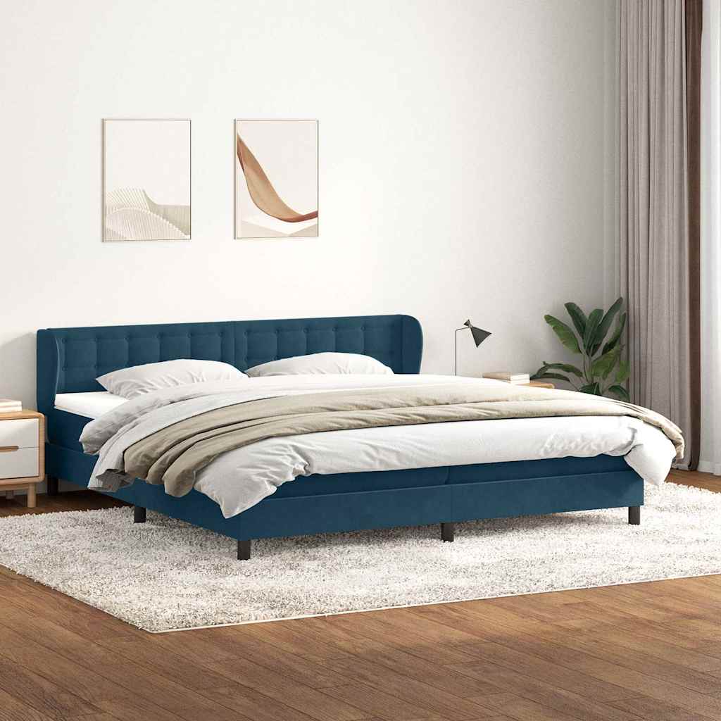 vidaXL Boxspringbett mit Matratzen Dunkelblau 180x220 cm Samt