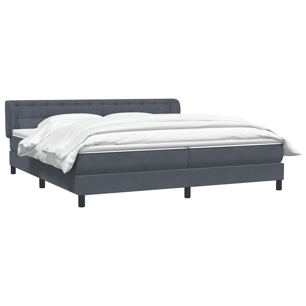 vidaXL Boxspringbett mit Matratzen Dunkelgrau 200x220 cm Samt
