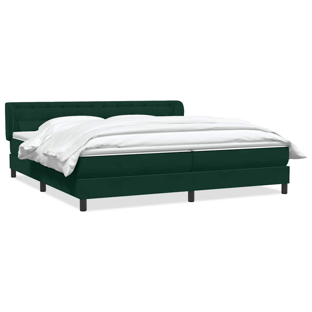 vidaXL Boxspringbett mit Matratzen Dunkelgrün 200x220 cm Samt