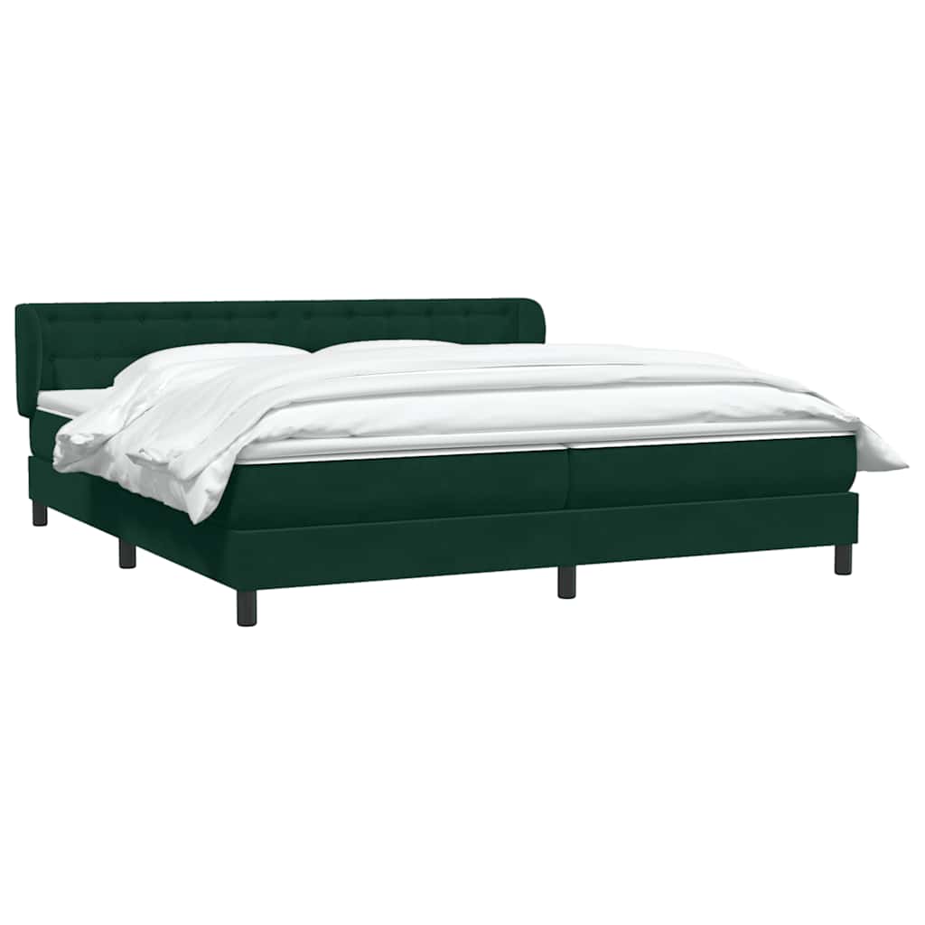 vidaXL Boxspringbett mit Matratzen Dunkelgrün 200x220 cm Samt