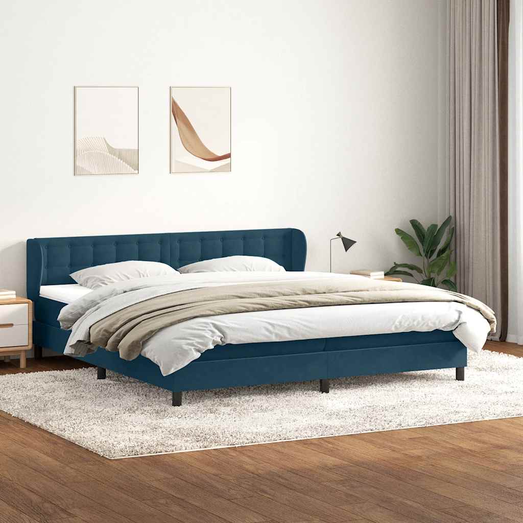 vidaXL Boxspringbett mit Matratzen Dunkelblau 200x220 cm Samt