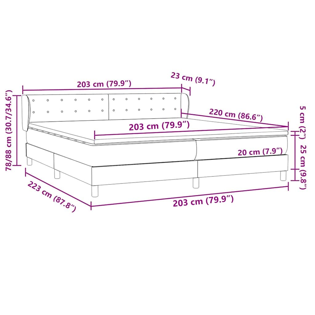 vidaXL Lit coffre avec matelas Rose 200x220 cm Velours