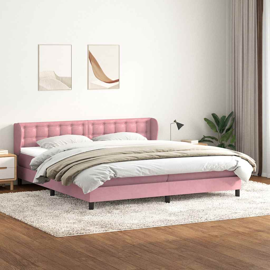 vidaXL Lit coffre avec matelas Rose 200x220 cm Velours