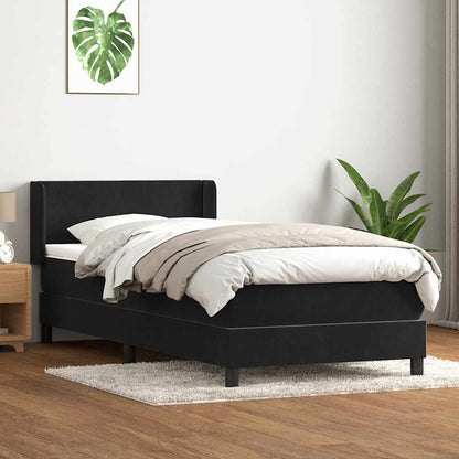 Boxspringbett mit Matratze Schwarz 90x210 cm Samt