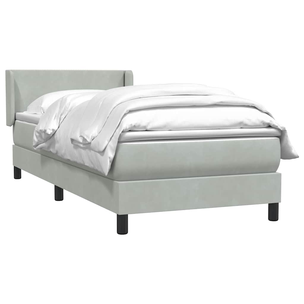 vidaXL Boxspringbett mit Matratze Hellgrau 100x210 cm Samt