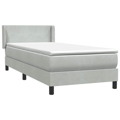 vidaXL Boxspringbett mit Matratze Hellgrau 100x210 cm Samt