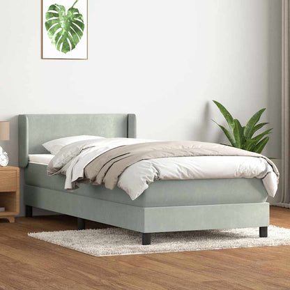 vidaXL Boxspringbett mit Matratze Hellgrau 100x210 cm Samt