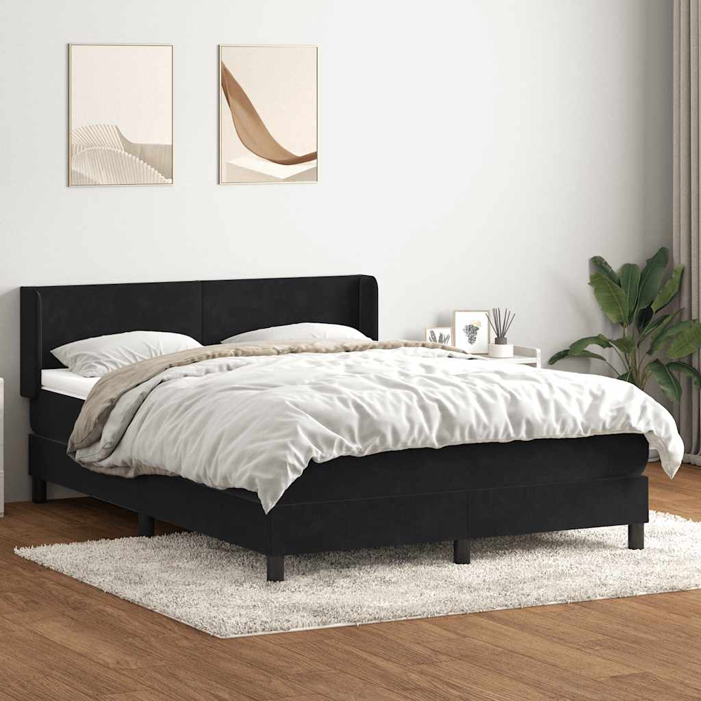 vidaXL Boxspringbett mit Matratze Schwarz 140x210 cm Samt