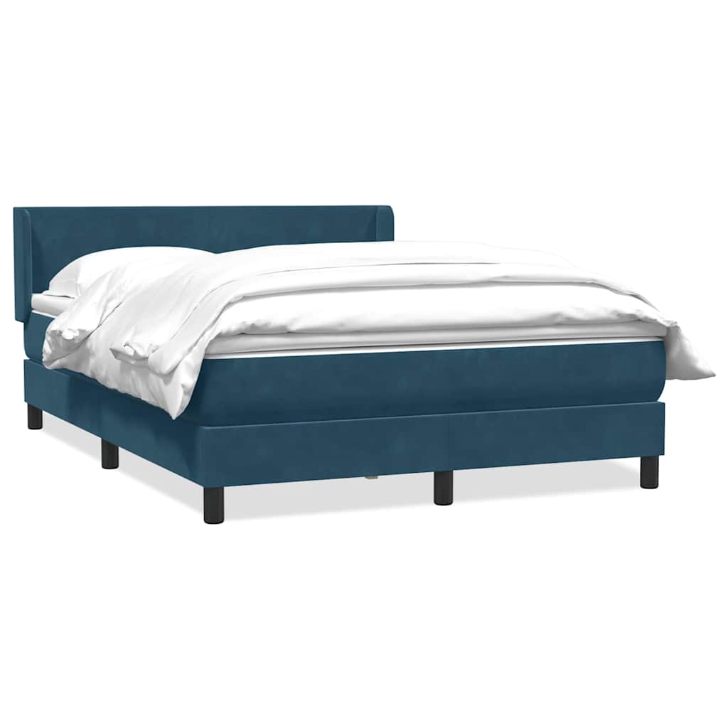 vidaXL Lit boxspring avec matelas bleu foncé 140x210 cm velours