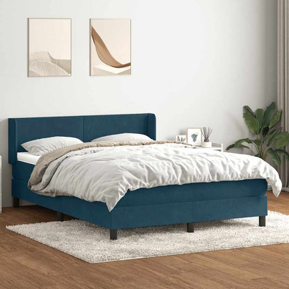 vidaXL Lit boxspring avec matelas bleu foncé 140x210 cm velours