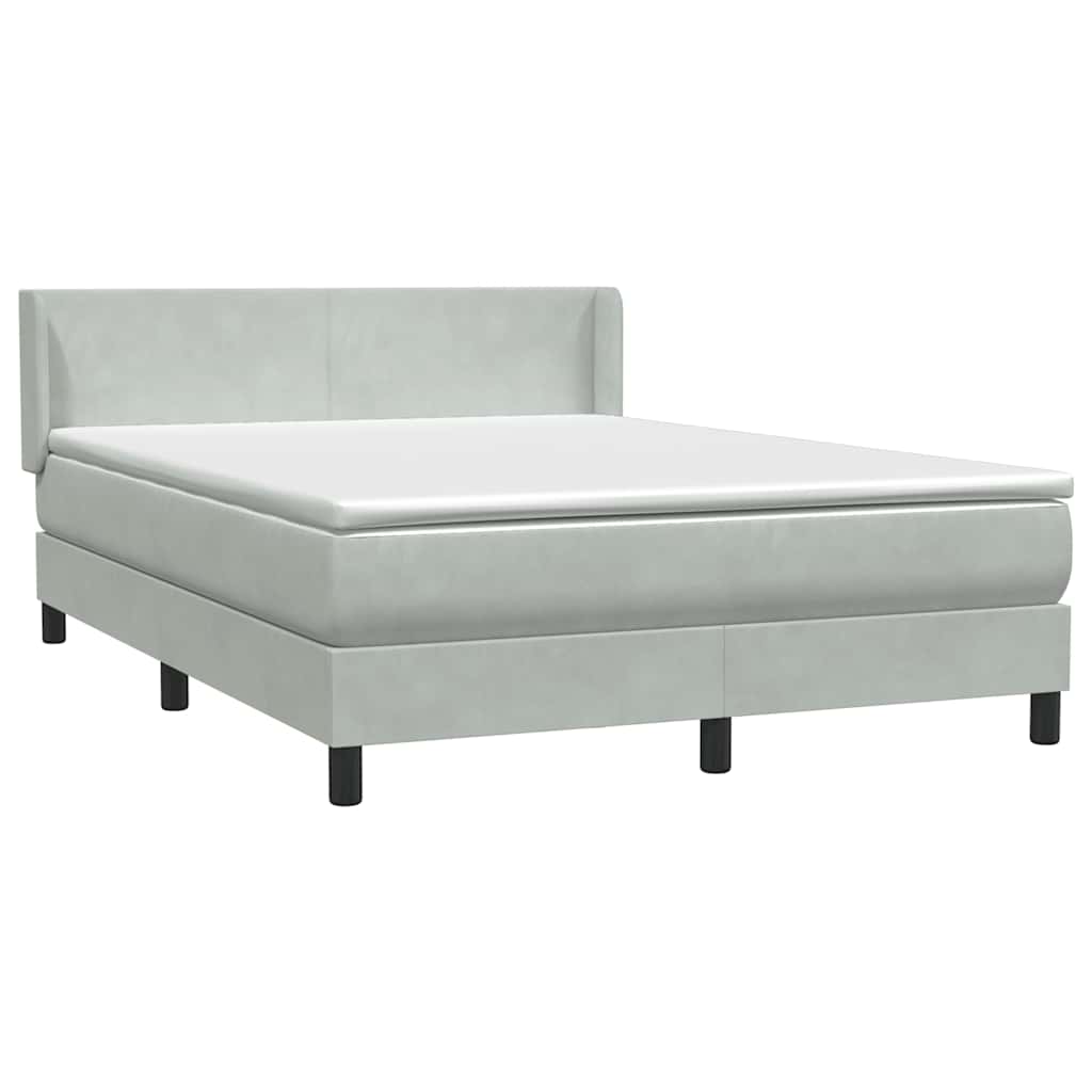 vidaXL Boxspringbett mit Matratze Hellgrau 160x210 cm Samt