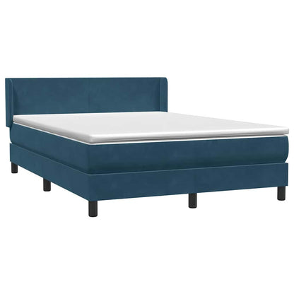 vidaXL Boxspringbett mit Matratze Dunkelblau 160x210 cm Samt