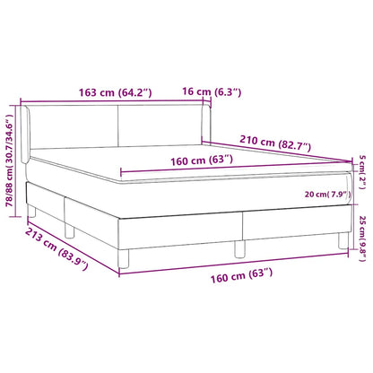 vidaXL Boxspringbett mit Matratze Rosa 160x210 cm Samt