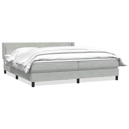 vidaXL Boxspringbett mit Matratze Hellgrau 200x210 cm Samt