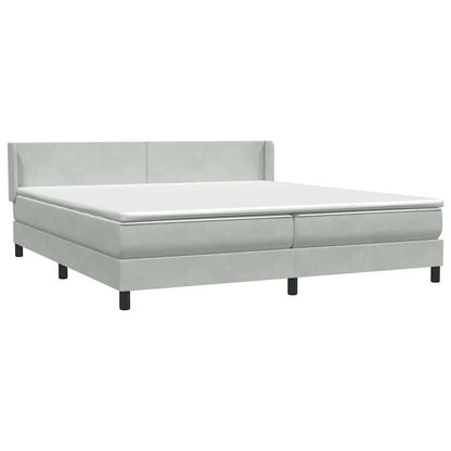 vidaXL Boxspringbett mit Matratze Hellgrau 200x210 cm Samt