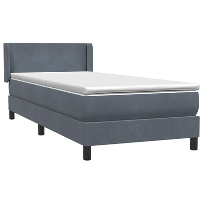 vidaXL Lit tapissier avec matelas Gris foncé 80x220 cm Velours