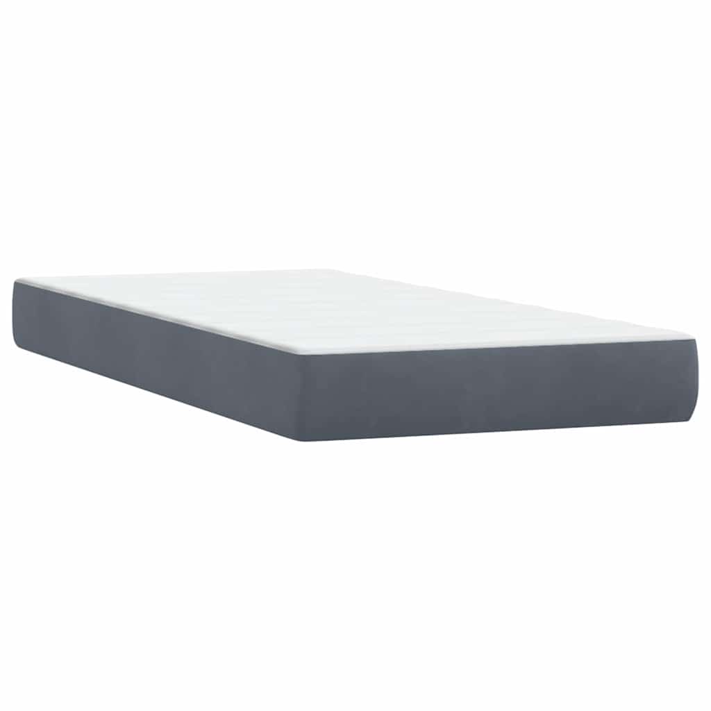 vidaXL Lit tapissier avec matelas Gris foncé 80x220 cm Velours