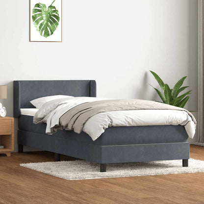 vidaXL Lit tapissier avec matelas Gris foncé 80x220 cm Velours