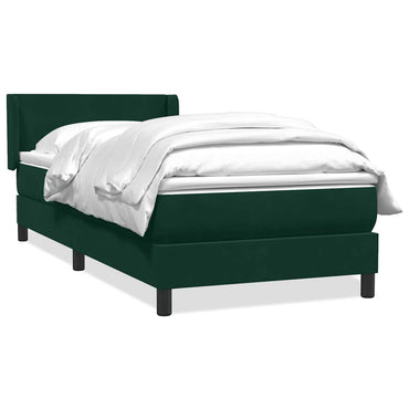 vidaXL Boxspringbett mit Matratze Dunkelgrün 80x220 cm Samt