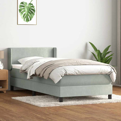 vidaXL Boxspringbett mit Matratze Hellgrau 90x220 cm Samt