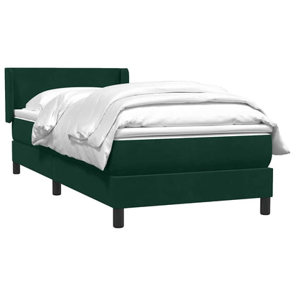 vidaXL Boxspringbett mit Matratze Dunkelgrün 90x220 cm Samt