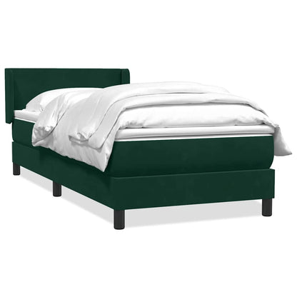 vidaXL Boxspringbett mit Matratze Dunkelgrün 90x220 cm Samt