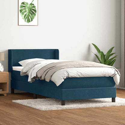 vidaXL Lit coffre avec matelas Bleu foncé 90x220 cm Velours