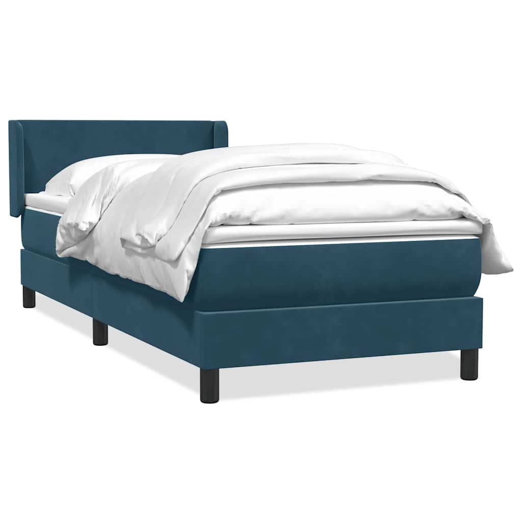 vidaXL Lit coffre avec matelas Bleu foncé 90x220 cm Velours