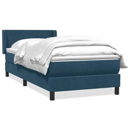 vidaXL Lit coffre avec matelas Bleu foncé 90x220 cm Velours