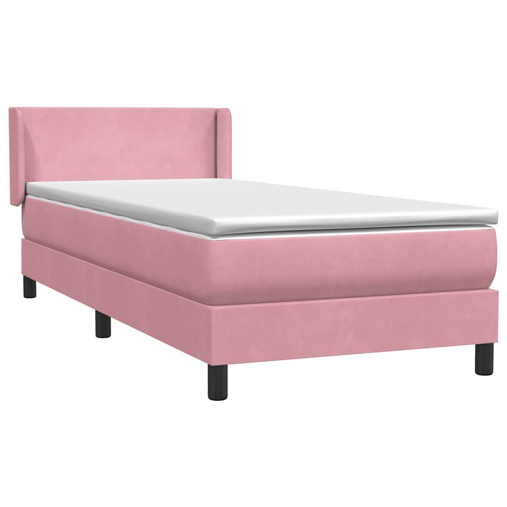 vidaXL Boxspringbett mit Matratze Rosa 90x220 cm Samt