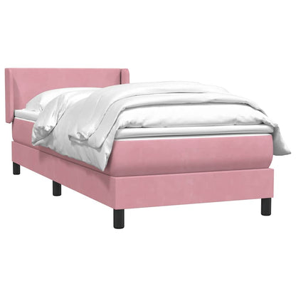 vidaXL Boxspringbett mit Matratze Rosa 90x220 cm Samt