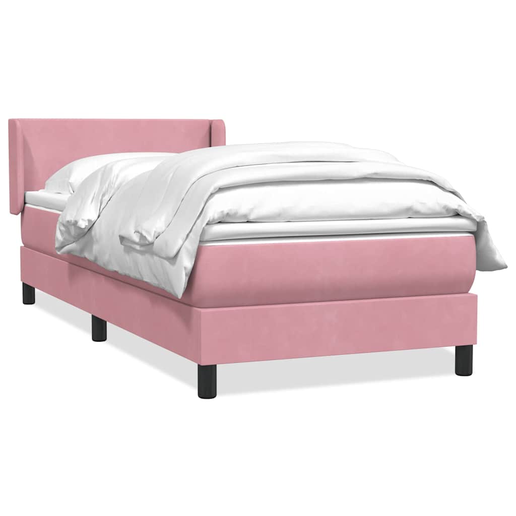 vidaXL Boxspringbett mit Matratze Rosa 90x220 cm Samt