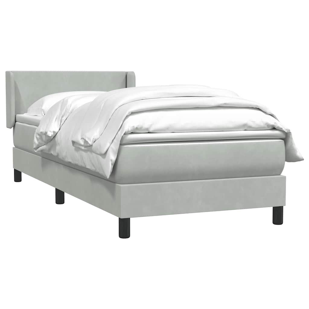 vidaXL Boxspringbett mit Matratze Hellgrau 100x220 cm Samt