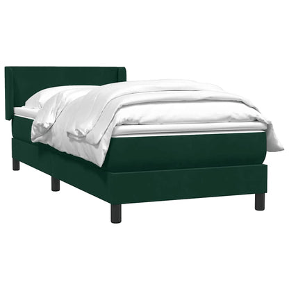 vidaXL Boxspringbett mit Matratze Dunkelgrün 100x220 cm Samt