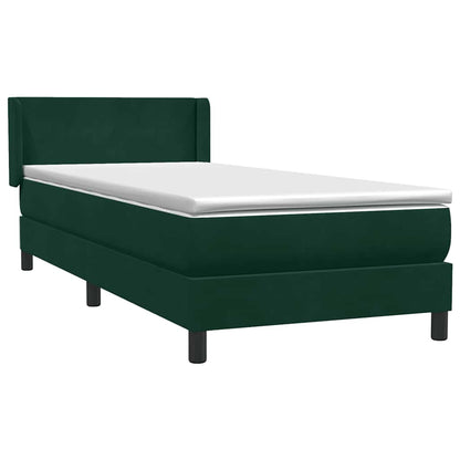 vidaXL Boxspringbett mit Matratze Dunkelgrün 100x220 cm Samt