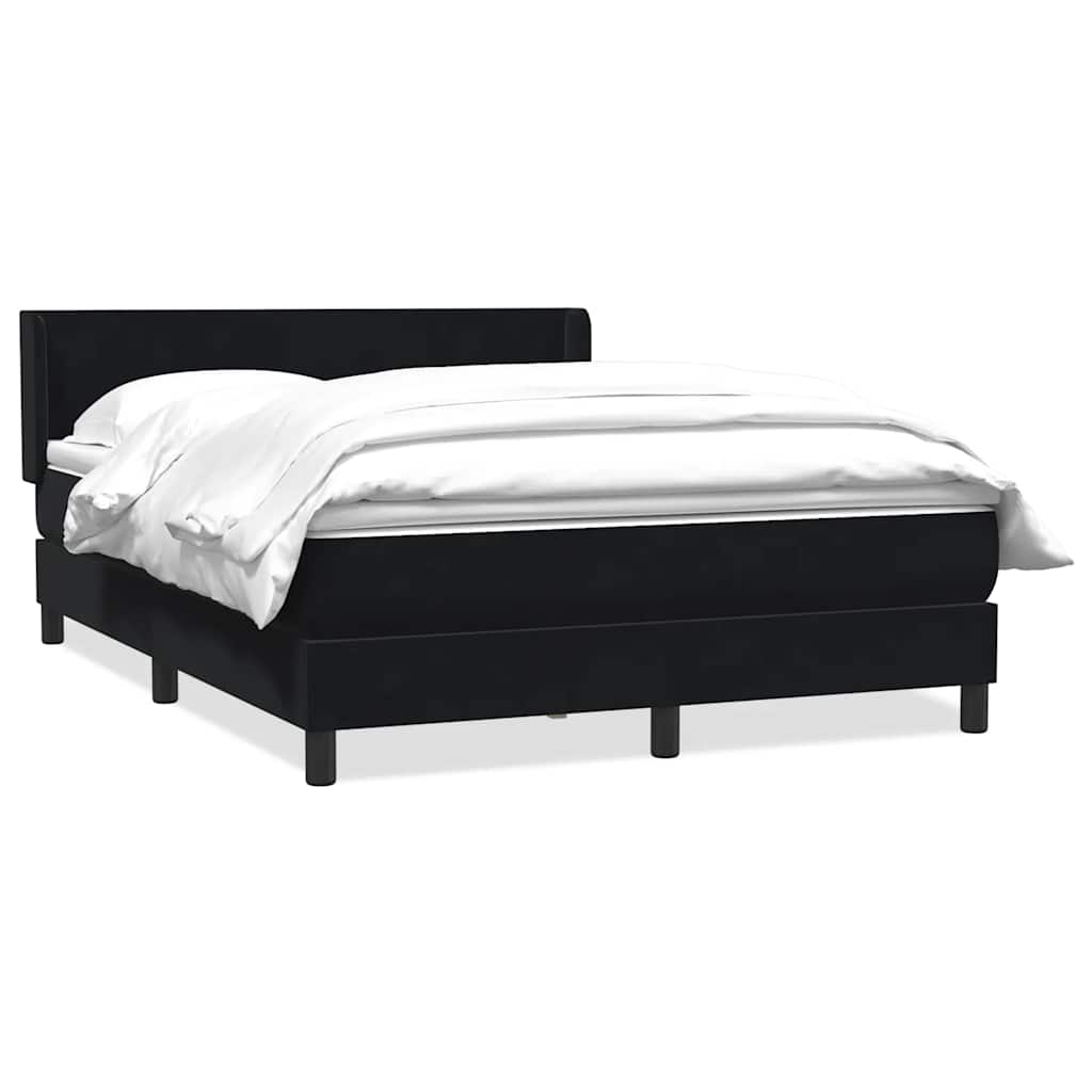 vidaXL Lit tapissier avec matelas Noir 160x220 cm Velours