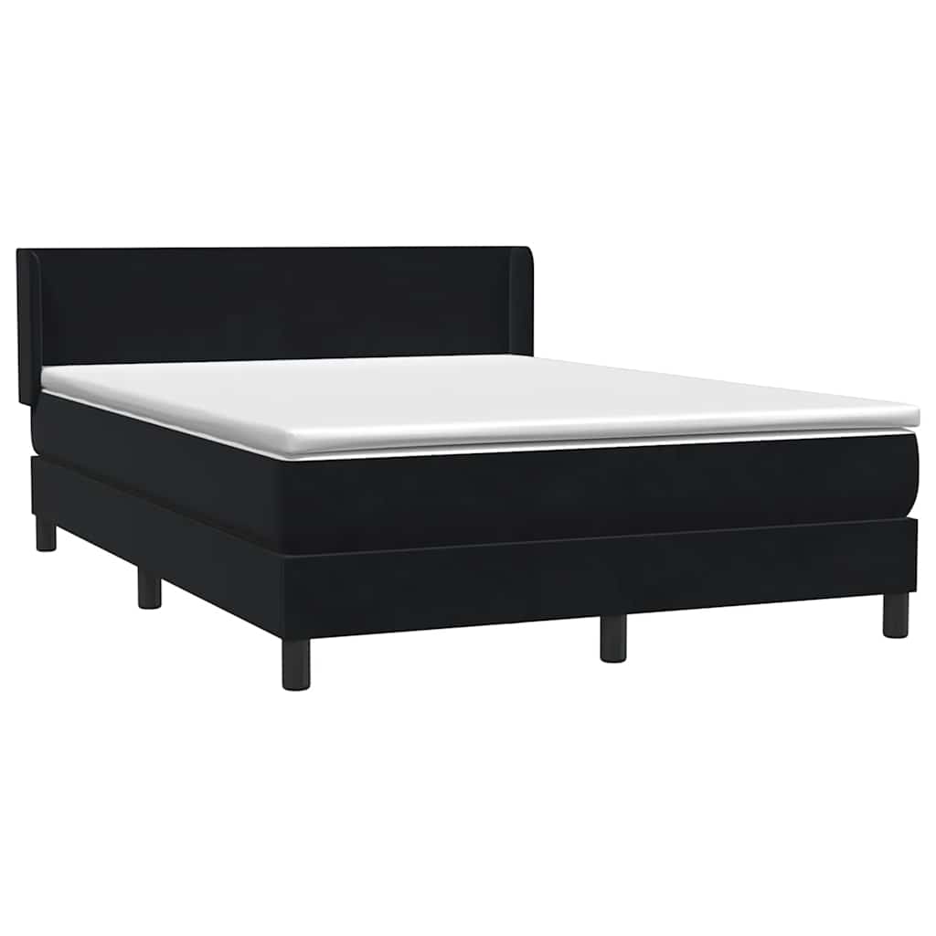 vidaXL Lit tapissier avec matelas Noir 160x220 cm Velours