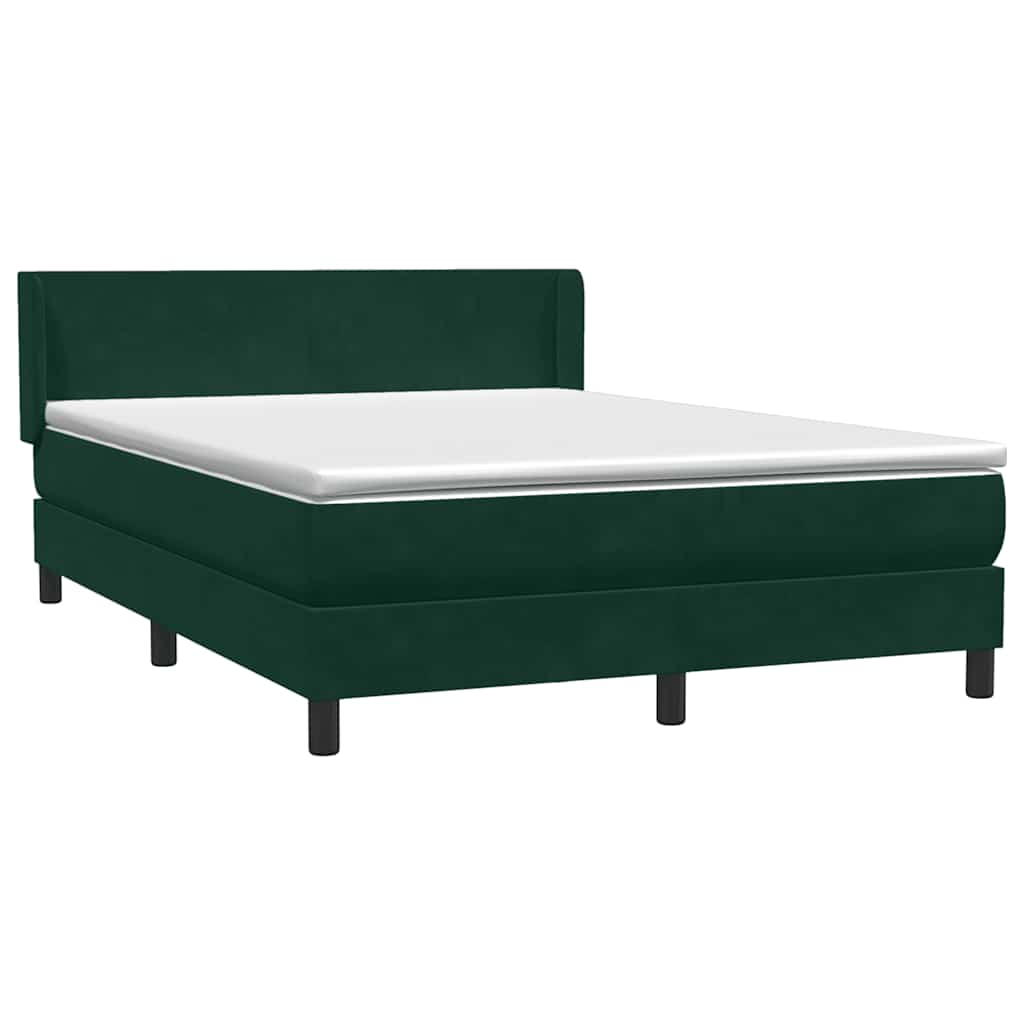 vidaXL Boxspringbett mit Matratze Dunkelgrün 160x220 cm Samt