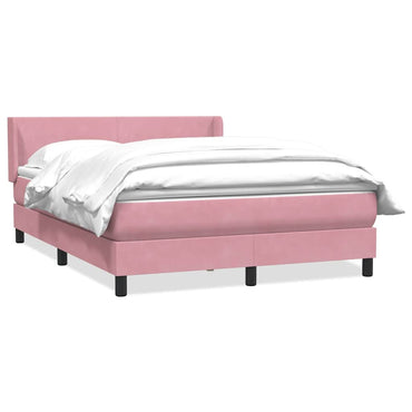 vidaXL Boxspringbett mit Matratze Rosa 160x220 cm Samt