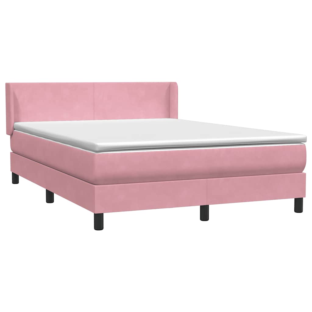 vidaXL Boxspringbett mit Matratze Rosa 160x220 cm Samt