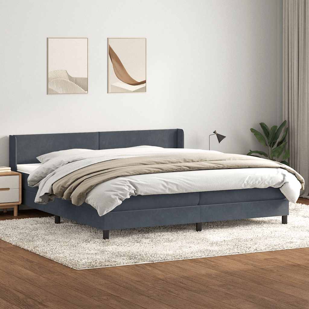 vidaXL Lit coffre avec matelas Gris foncé 180x220 cm Velours