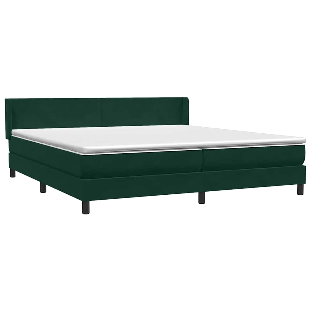 vidaXL Lit coffre avec matelas Vert foncé 180x220 cm Velours
