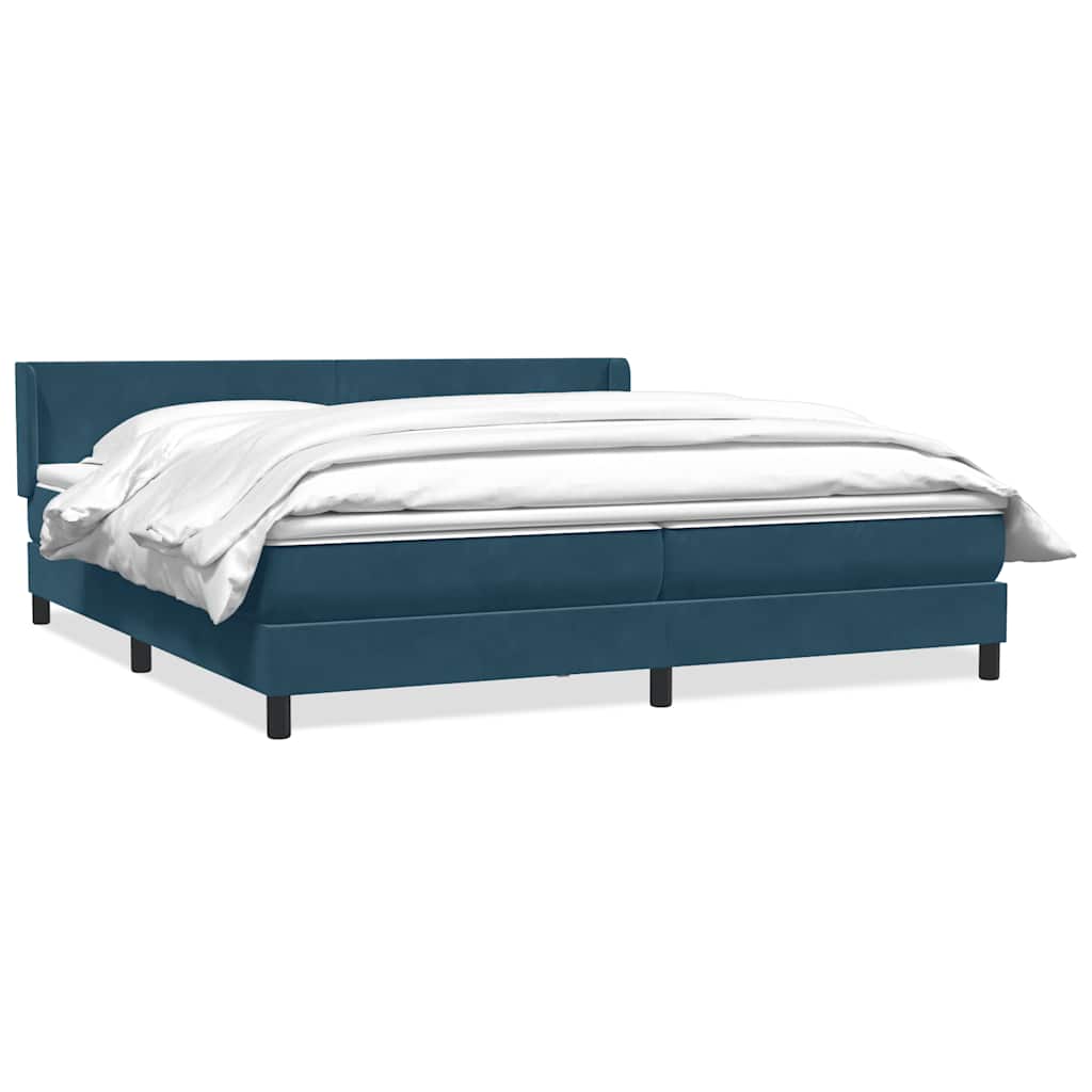 vidaXL Lit coffre avec matelas Bleu foncé 180x220 cm Velours