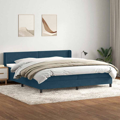 vidaXL Lit coffre avec matelas Bleu foncé 180x220 cm Velours
