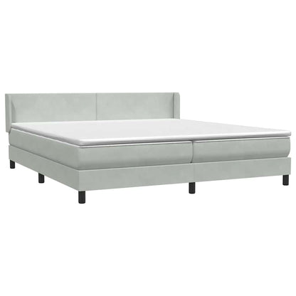 vidaXL Boxspringbett mit Matratze Hellgrau 200x220 cm Samt