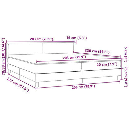 vidaXL Boxspringbett mit Matratze Dunkelgrau 200x220 cm Samt