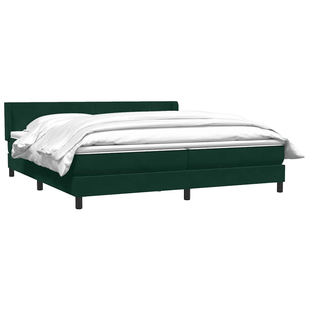 vidaXL Boxspringbett mit Matratze Dunkelgrün 200x220 cm Samt