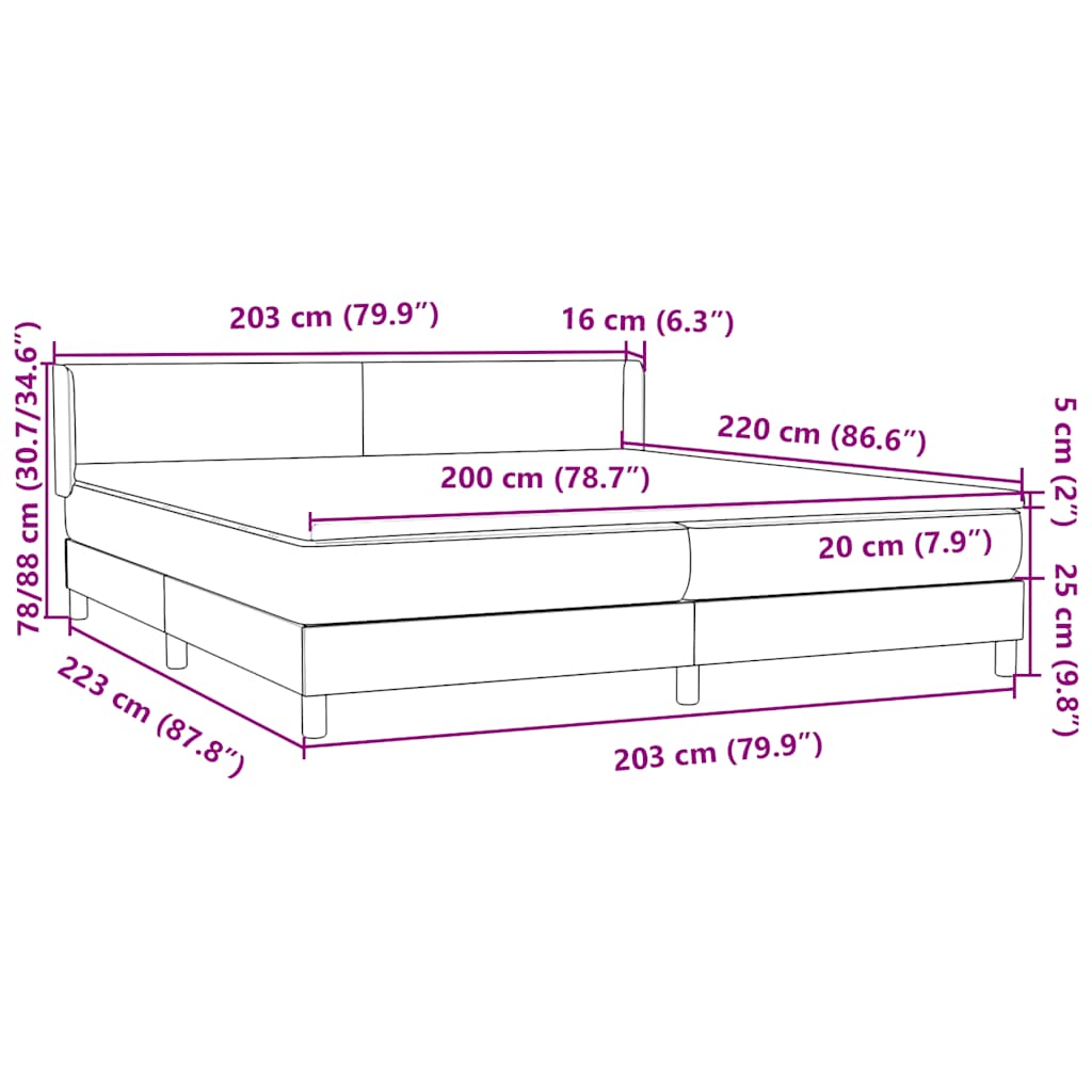 vidaXL Boxspringbett mit Matratze Dunkelgrün 200x220 cm Samt