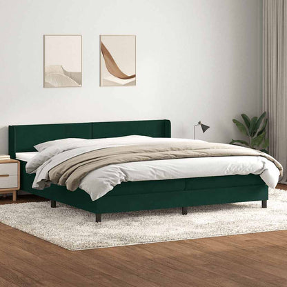 vidaXL Boxspringbett mit Matratze Dunkelgrün 200x220 cm Samt
